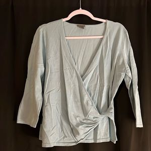 An Taylor aqua faux wrap sweater